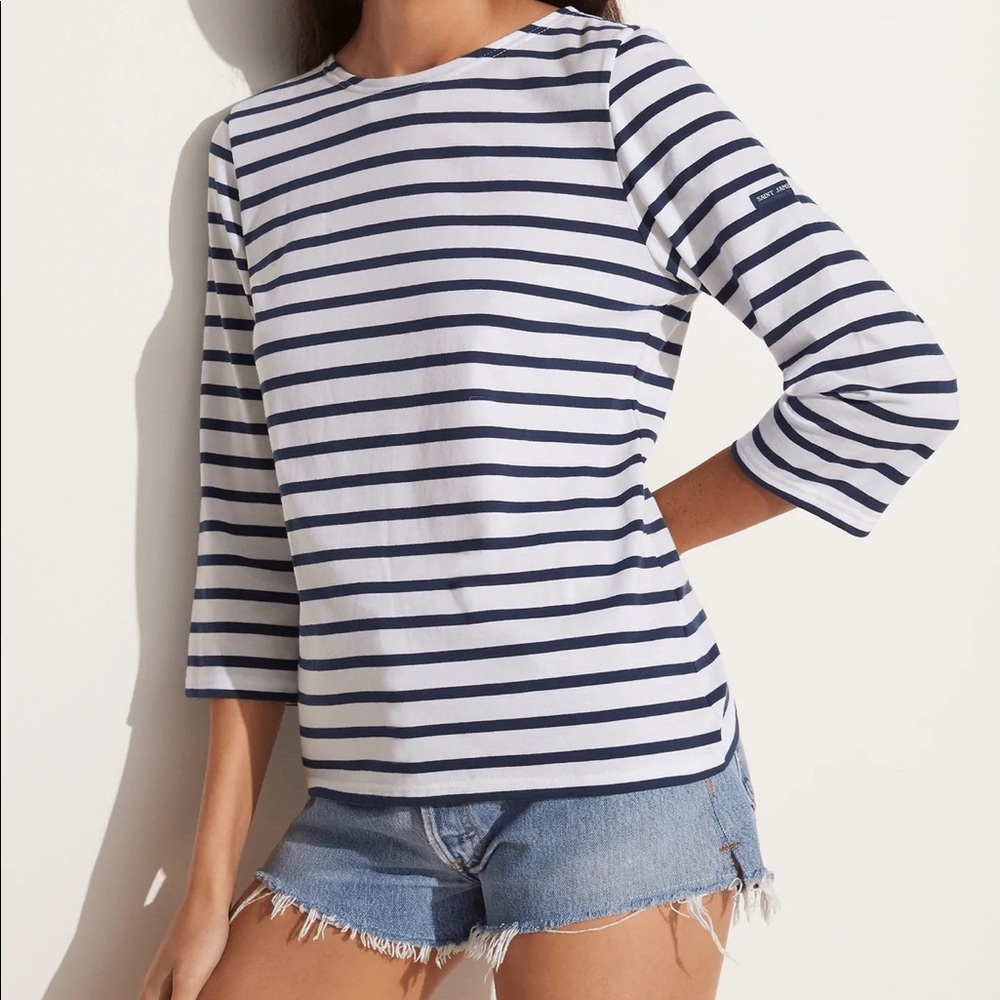 SAINT JAMES | Marinière navy and white top